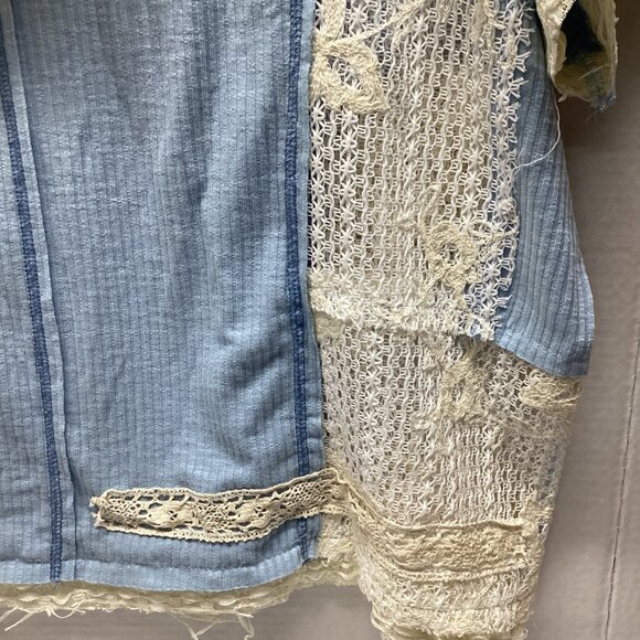 #1395-POL V-NECK RIBBED TOP HOODED LIGHTWEIGHT POWDER BLUE Can fit up to 3X - Picture 10 of 12